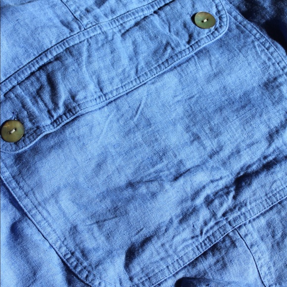 VTG 90s NWT Chico's Mediterranean Blue 100% Linen 'Railroad' Jacket Size 3 - Picture 11 of 13